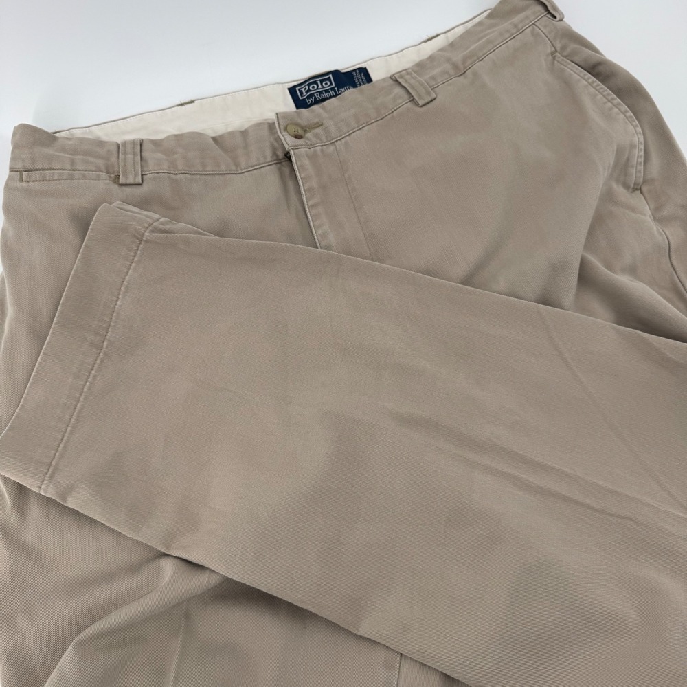 Polo Ralph Lauren Philip Pant Khaki Cotton Men's Size 38x32 Pleated Front‎